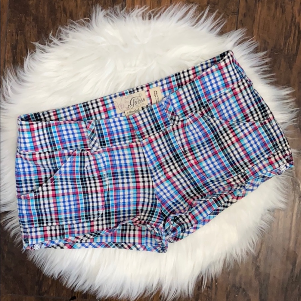 Guess Jeans Stretch Plaid Shorts